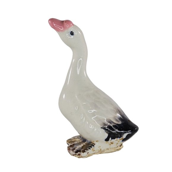 Vintage Goose Figurine Head Up Bird Kitsch Cottagecore - Picture 1 of 9